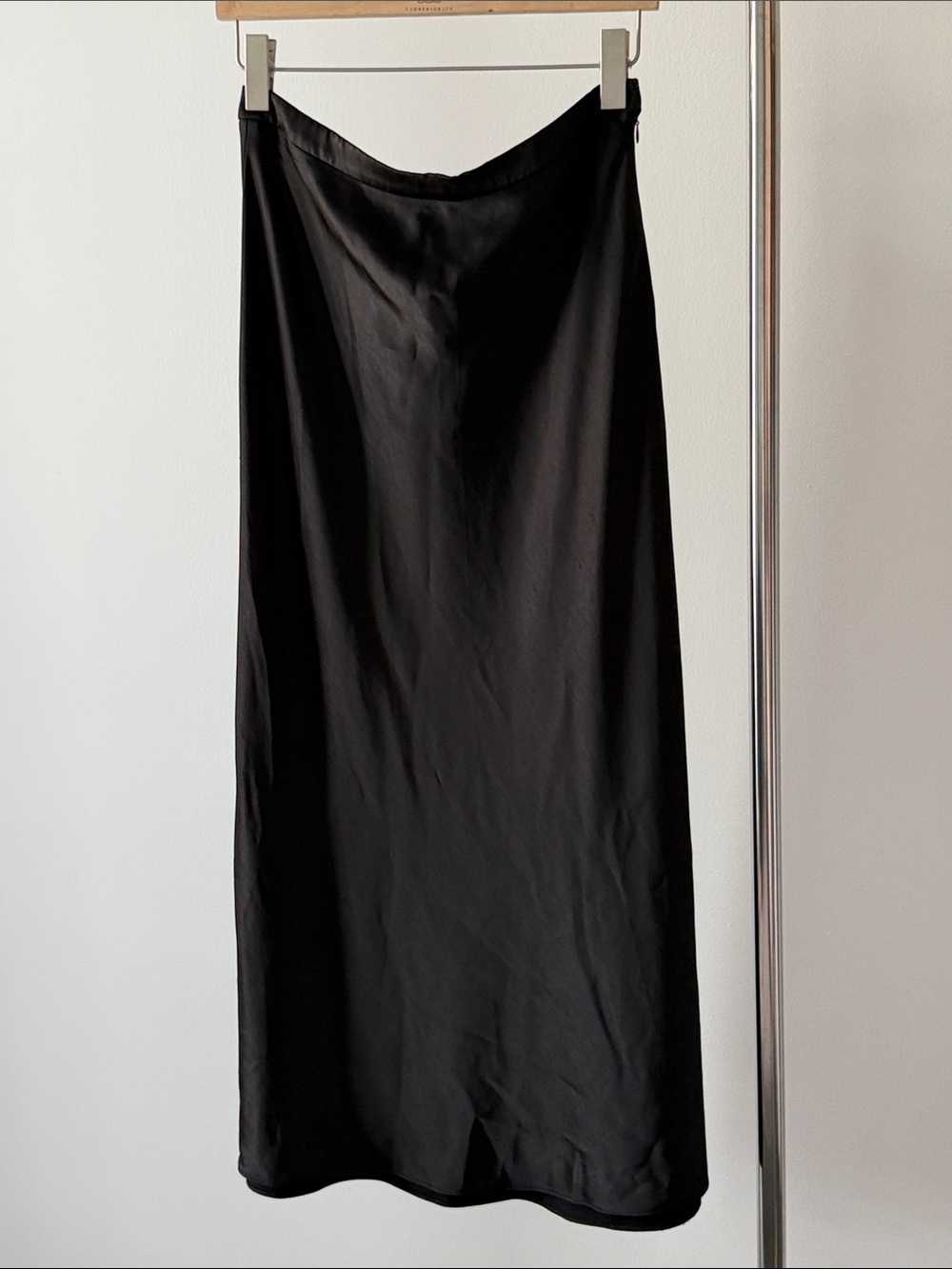 RW&CO. Black Satin Maxi Slip Skirt